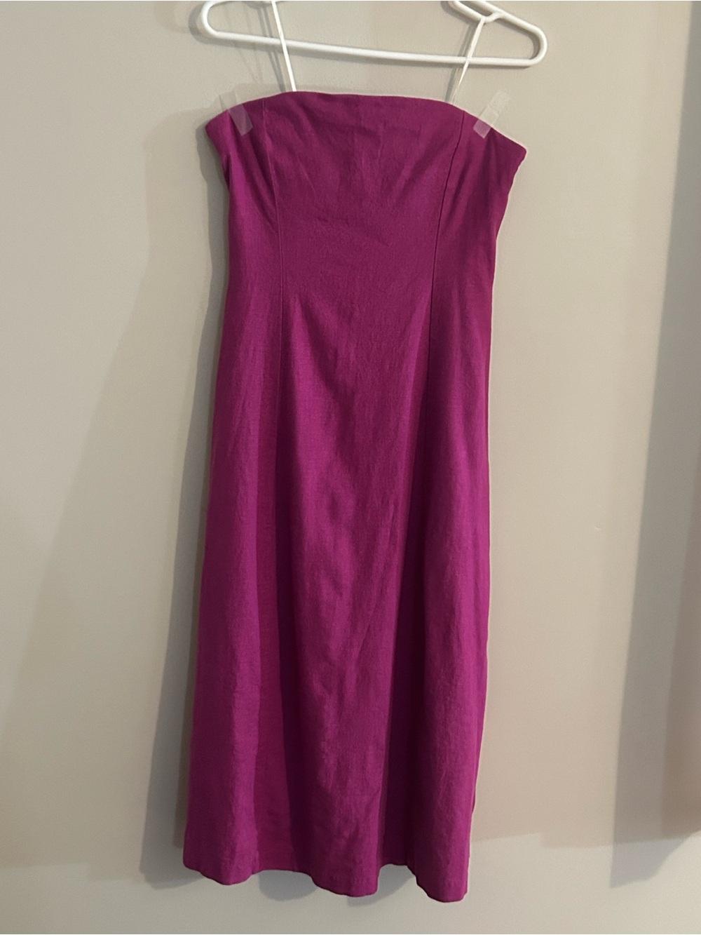 Strapless Fuchsia Midi Dress - Classic Silhouette